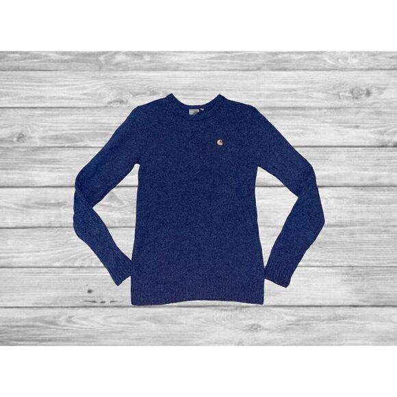Carhartt University Sweater Blue 100% Shetland Wool Men’s Size Small Outdoor - Picture 1 of 6